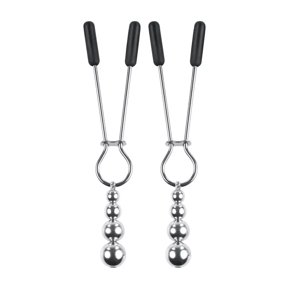 Selopa Adjustable Beaded Nipple Clamps In Silver